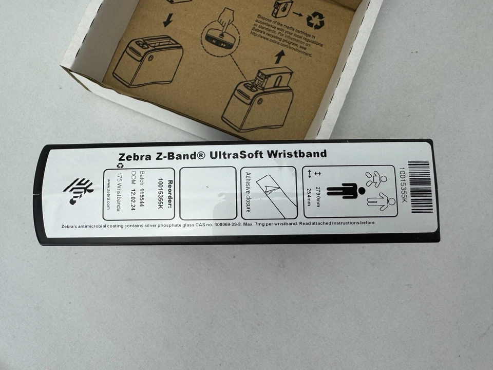 1 Roll Zebra Z-Band Direct Wristbands 10006995K, Cartridge, Adult Size, White - Image 1 of 4