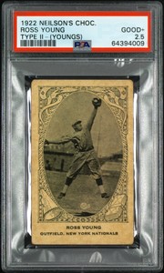 💥 Ross Youngs 1922 Neilson's Chocolate V61 Type II New York HOF RC PSA 2.5 GD+