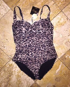 Costume da bagno intero Nip Tuck Bond-eye stampa ghepardo donna US nuovo con etichette - Foto 1 di 5