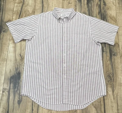 Vintage Sears Roebuck Size 17.5 Short Sleeve Button Up Stripe Single Needle - Image 1 of 4