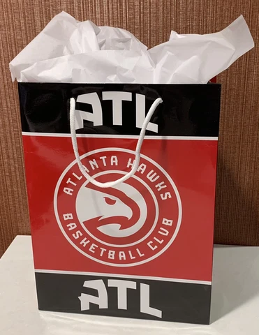 Atlanta Hawks Official 13 Inch X 10 Inch Glossy Gift Bag W/ White Gift Paper! Cover
