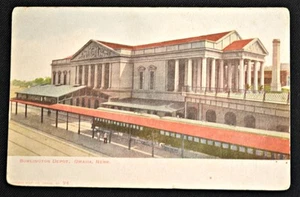 Postal PC Burlington Railroad Depot Omaha Nebraska NE circa 1909 sin usar - Imagen 1 de 1