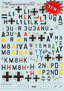 Print Scale 72-228 - 1/72 Messerschmitt Bf 110 Aces, Part 2 (Aircraft wet decal) - Picture 1 of 12