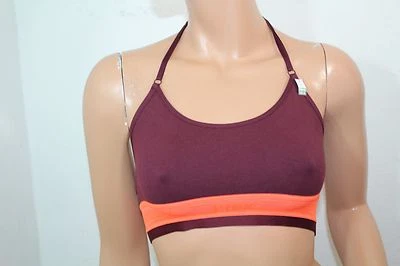 Victoria's Secret Pink Crop Mesh Cotton Racerback Bra NWT Maroon Small Unlined  - Image 1 of 4