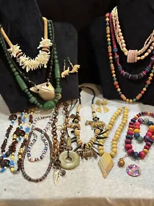 Vintage Jewelry Lot Boho Ethnic Tribal Necklaces +20 Pcs - Picture 1 of 6