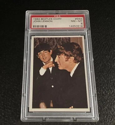 1964 Beatles Diary PSA 8 #34A Paul McCartney John Lennon Rookie Card Topps Rock - Image 1 of 2