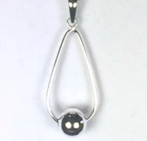 Drop Ball Pendant Sterling Silver Cape Cod Inspired Design - Approx 1.5" high - Picture 1 of 7