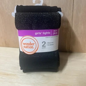 Wonder Nation 2 Pair Girls Fleeced Footless Tights Size S NWT - Picture 1 of 5