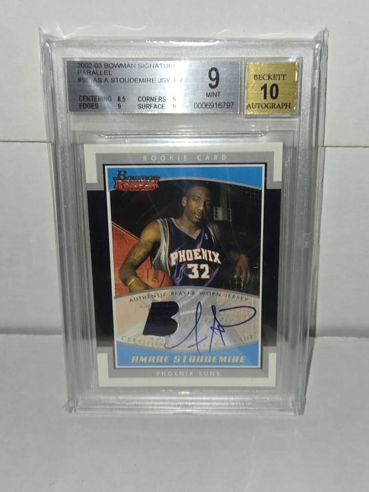 2002-03 Bowman Signature Autograph Parallel AMARE STOUDEMIRE Rc Auto BGS 9 Mint - Image 1 of 3