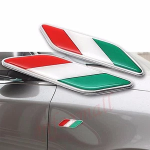 2X Chrome Car Accessory Fender Trim 3D Decal Sticker IT Italy Flag Emblem Badge - Picture 1 of 7