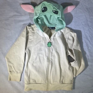 Star Wars Baby Yoda Grogu Hoodie Zip Up Sweatshirt w/ Ears on Hood Youth Size Sm - Picture 1 of 13
