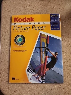 Kodak Premium High Gloss 8.5x 11 Photo Paper for Ink Jet Prints 15 Sheets Sealed - Image 1 of 2