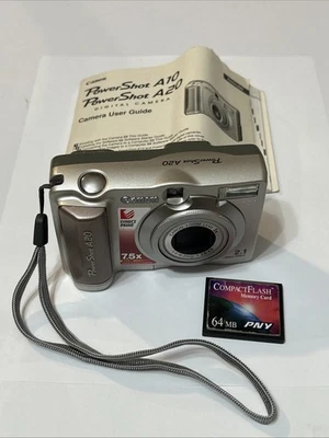 Canon PowerShot A20 Compact Digital Camera 2.1MP with Memory Card TESTED WORKS - Image 1 of 4