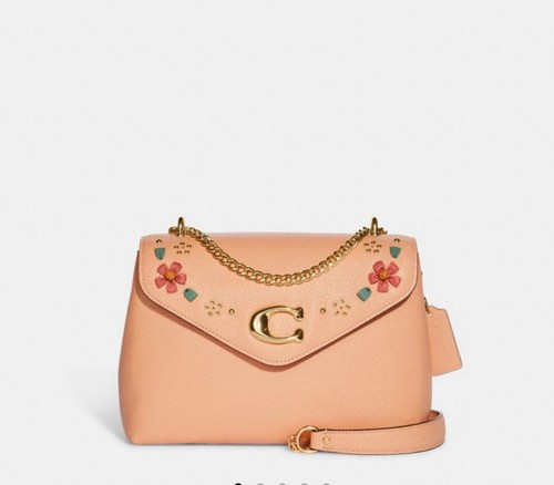 Borsa a tracolla Coach Tammie nuova con etichette in pelle di ciottoli con fard sbiadito punto frusta floreale