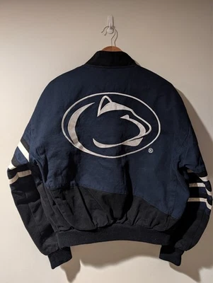 Vintage 90s Penn State Nittany Lion College Football Leather Gallery MED Jacket - Image 1 of 4