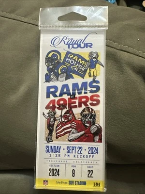 Boleto oficial de los Rams de Los Ángeles Vs 49ers de la NFL Highland 2024 como nuevo el 22 de septiembre Foto 1 de 2