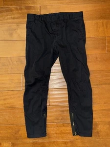 Lanvin Mens Cotton Pant Pants 50 EU Black Flat Front Ankle Zip Trousers 32x27 - Picture 1 of 12