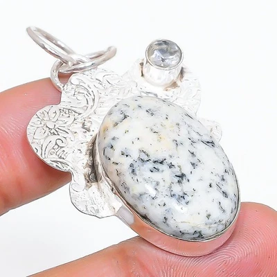 Colgante de joyería de plata de acero 925 hecho a mano con piedras preciosas ... - Imagen 1 de 4