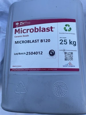 ZirPro Zirblast Microblast B120 陶瓷珠 56 磅/25 克 散装 63-125 um — 第 1/2 张图片