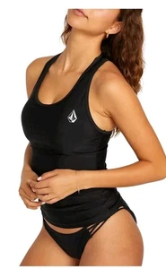 Volcom Women's Juniors' Black Simply Core Racerback Tankini Top Swimwear Size S - Picture 1 of 5