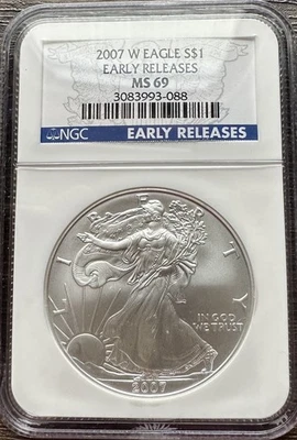 Silver Eagle NGC MS69 2007-W *Primeros lanzamientos Foto 1 de 2
