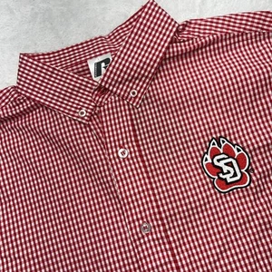 South Dakota Coyotes Russell Button Down Shirt Men L Red Ck Long Sleeve NWT $29 - Picture 1 of 14