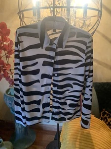 Emanuel Ungaro Vintage Zebra Print Button Down Blouse Size M - Picture 1 of 5