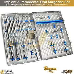 Dental Periodontal Instruments Kit Implantology Surgical Oral Surgery Cassette - Picture 1 of 23