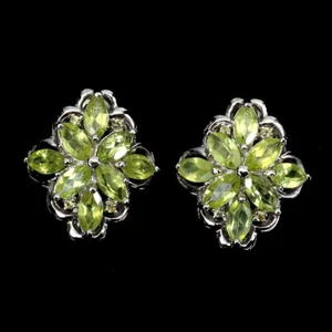 925 Sterling Silver Earrings Marquise Peridot Sapphire Diamond Cut Gemstone - Picture 1 of 10