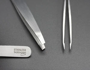 Pinzette schräg 10 cm Solingen Germany Rostfrei Edelstahl Zupfpinzette Stainless - Bild 1 von 4