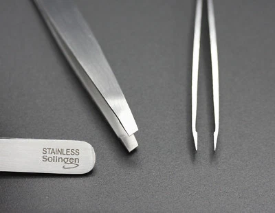 Pinzette schräg 10 cm Solingen Germany Rostfrei Edelstahl Zupfpinzette Stainless