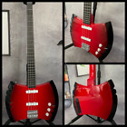 Custom 4-Strings Double-Edged Axee Red Electric Bass Guitars Chrome Hardware