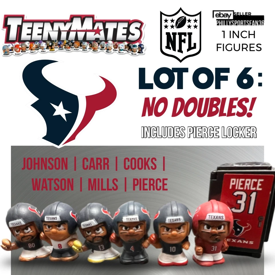 Lote de 6 figuras de David Carr Davis Mills Watson Cooks de Teenymates Houston Texans Foto 1 de 1