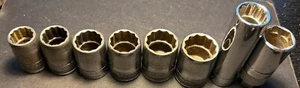Lot of 8 SAE - S-K 1/2" Drive - 6 Pt & 12 Pt Sockets - 5" Extension - Picture 1 of 12