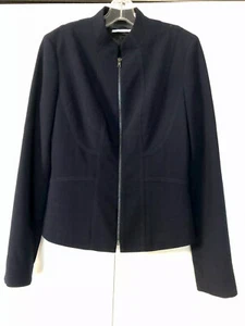 Tahari Blazer Sz 8 🦋Navy  Blue  Zippered Front Office Career Workwear Casual - Picture 1 of 10