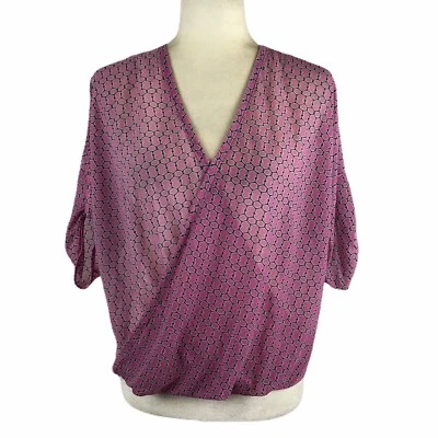 Jennifer Lopez Women's Size Small Pink Geo Surplice Top - Image 1 of 4