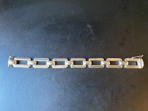 Vtg Large Link Sterling Silver 925 Bracelet. Italy, 7.5” Long