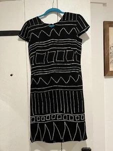 Vintage Biba 1980s Dress Geometric Shift Cap Sleeve Size 40 (US 6-8) - Picture 1 of 12