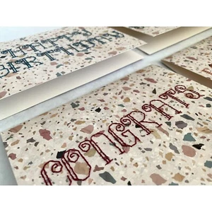 Hand Stitched Blank Greeting Card Set With 4 Common Sentiments / Greetings! - Picture 1 of 10