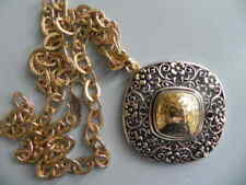 Large Signed BARSE 925 Sterling Silver & Goldtone Necklace Pendant Thailand