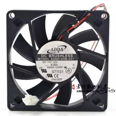 ADDA AD0812HB-D91 8015 DC12V 0.30A 8CM Dual Ball Cooling Fan - Image 1 of 2