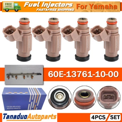 4PCS 60E-13761-10-00 Fuel Injectors For Yamaha PWC FX SX AR VX 212 232 1000 1100 - Image 1 of 4