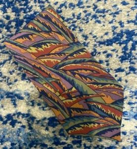 Jhane Barnes Purple Orange Green Blue Abstract Palm Fronds Silk Necktie Japan - Bild 1 von 5