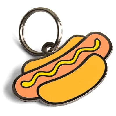 Hotdog Dog Tag, Hot Dog Pet ID Tag, Dog Tags for Dogs, Dog Gift, Dog Name Tag - Image 1 of 4