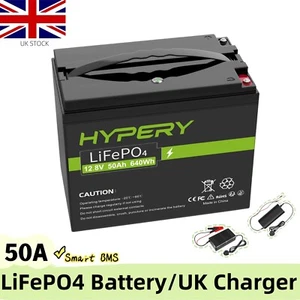 50Ah 12V Lithium Battery Deep Cycle LiFePO4 Rechargeable Garden Leisure Off-Grid - Picture 1 of 28