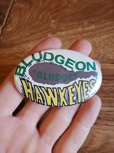 VINTAGE  BLUDGEON IOWA HAWKEYES HAWKS  PIN PIN BACK - Picture 1 of 2