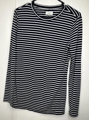 LOFT Lou & Grey NWT Navy White Striped Soft Long Sleeve T-Shirt Tee Womens Small - Image 1 of 4