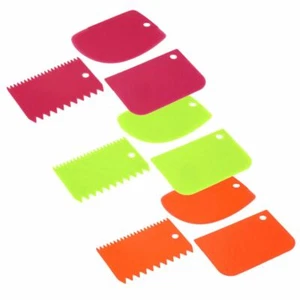 3Pcs Plastic Icing Fondant Pizza Dough Cake Scraper Cutter Plain Smooth Jagged - Picture 1 of 4