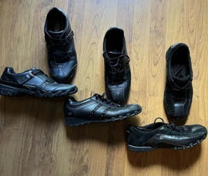 (3) LOT Skechers Compulsions Work Slip Resistant Black Leather Shoes Straps - Picture 1 of 11