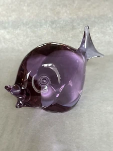 Figura de pescado firmada de vidrio púrpura de Murano Licio Zanetti vintage década de 1960 - Imagen 1 de 11